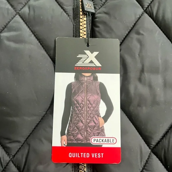 NWT ZeroXposur Quilted Black Puffer Vest - Picture 4 of 8
